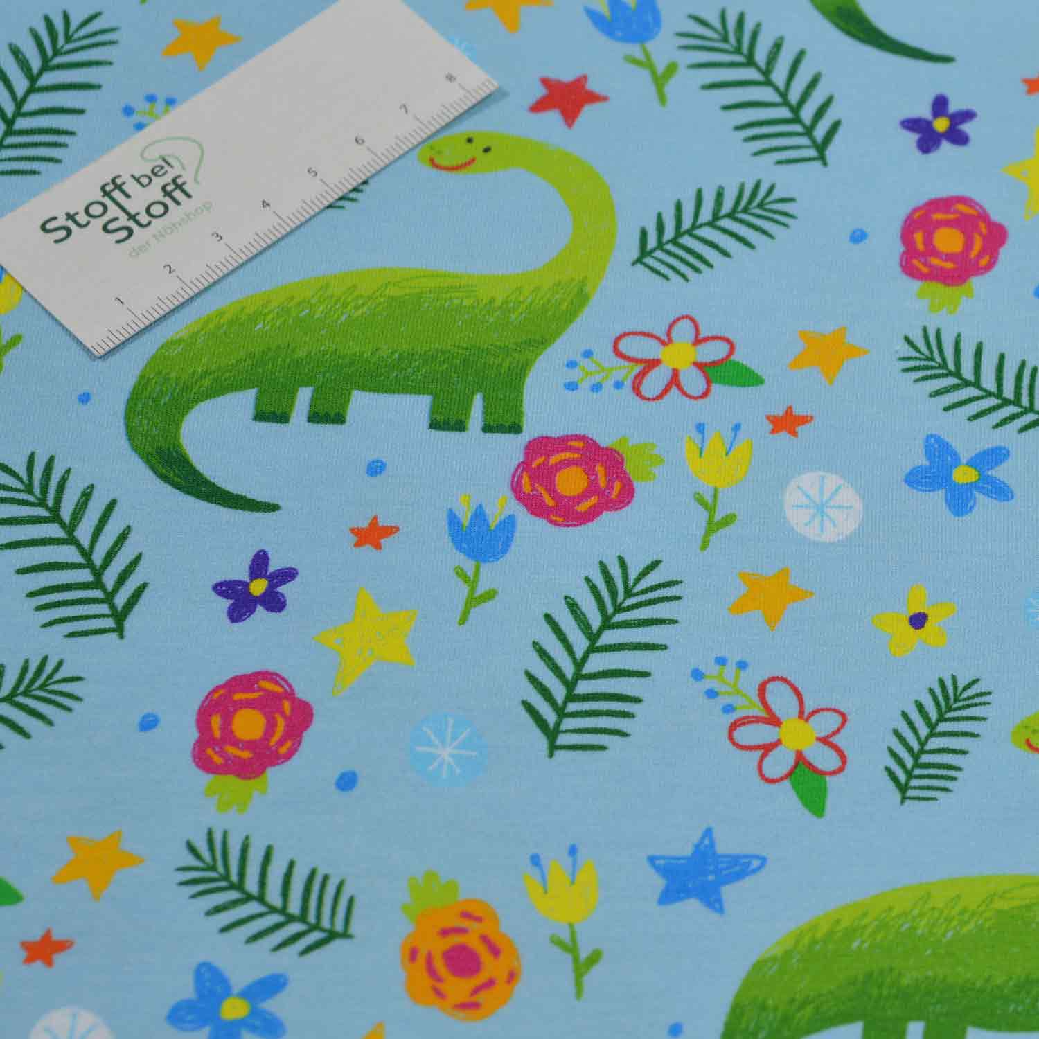 Baumwoll-Jersey "Dino & Blumen" SBS10204 Baumwoll-Jersey "Dino & Blumen" SBS10204