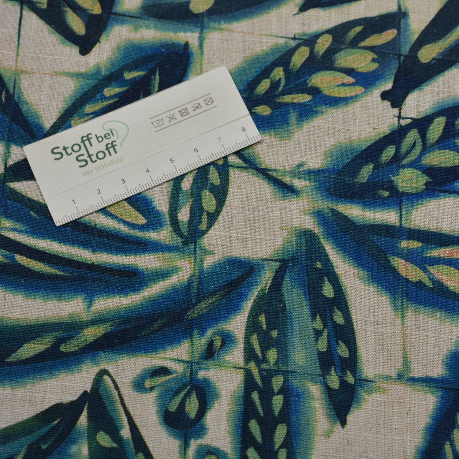 Viskose-Leinen "Blue Leaf Flow" SBS12808