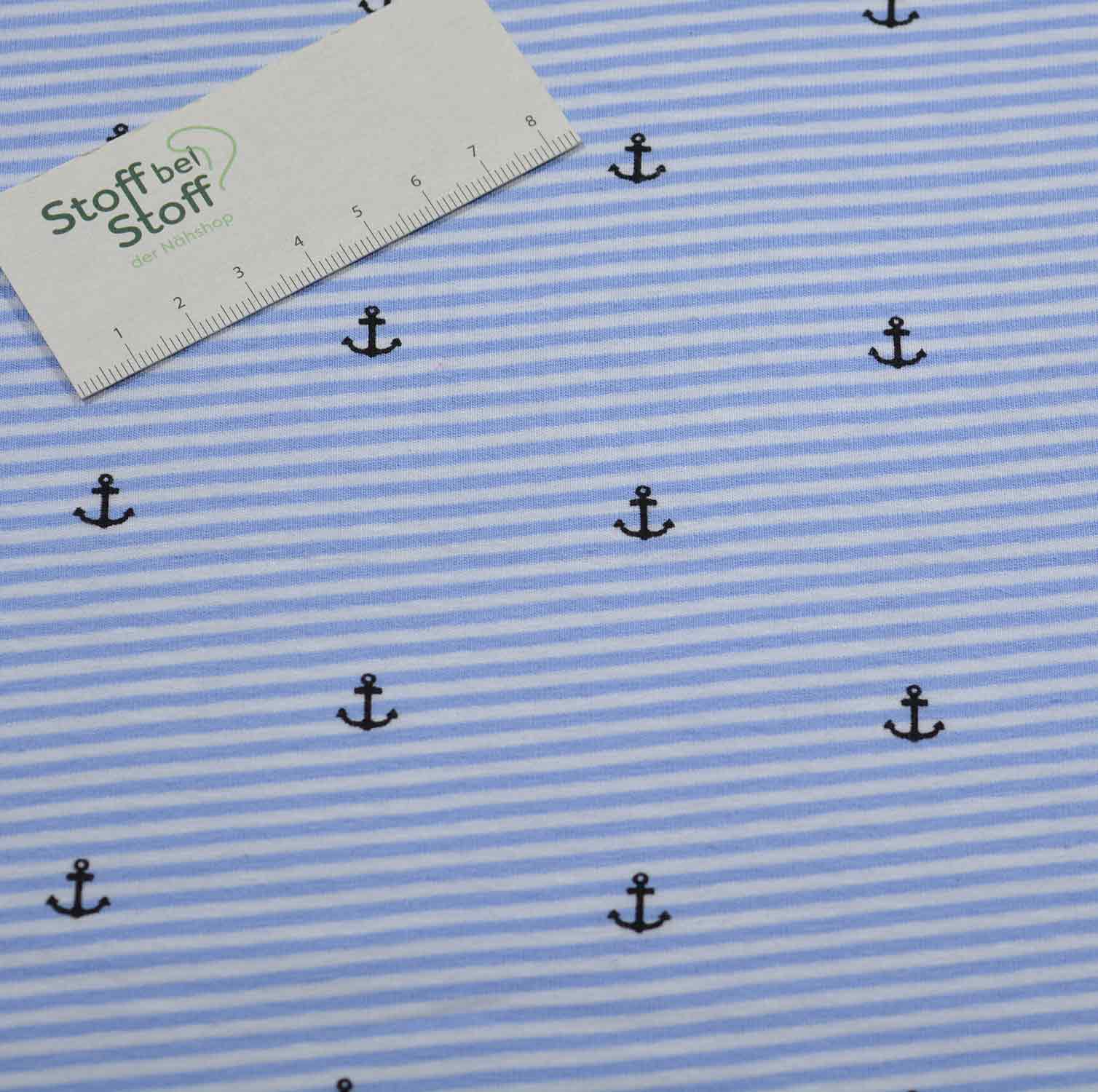 Baumwoll-Jersey "Ringel und Anker" SBS11126 Baumwoll-Jersey "Ringel und Anker" SBS11126