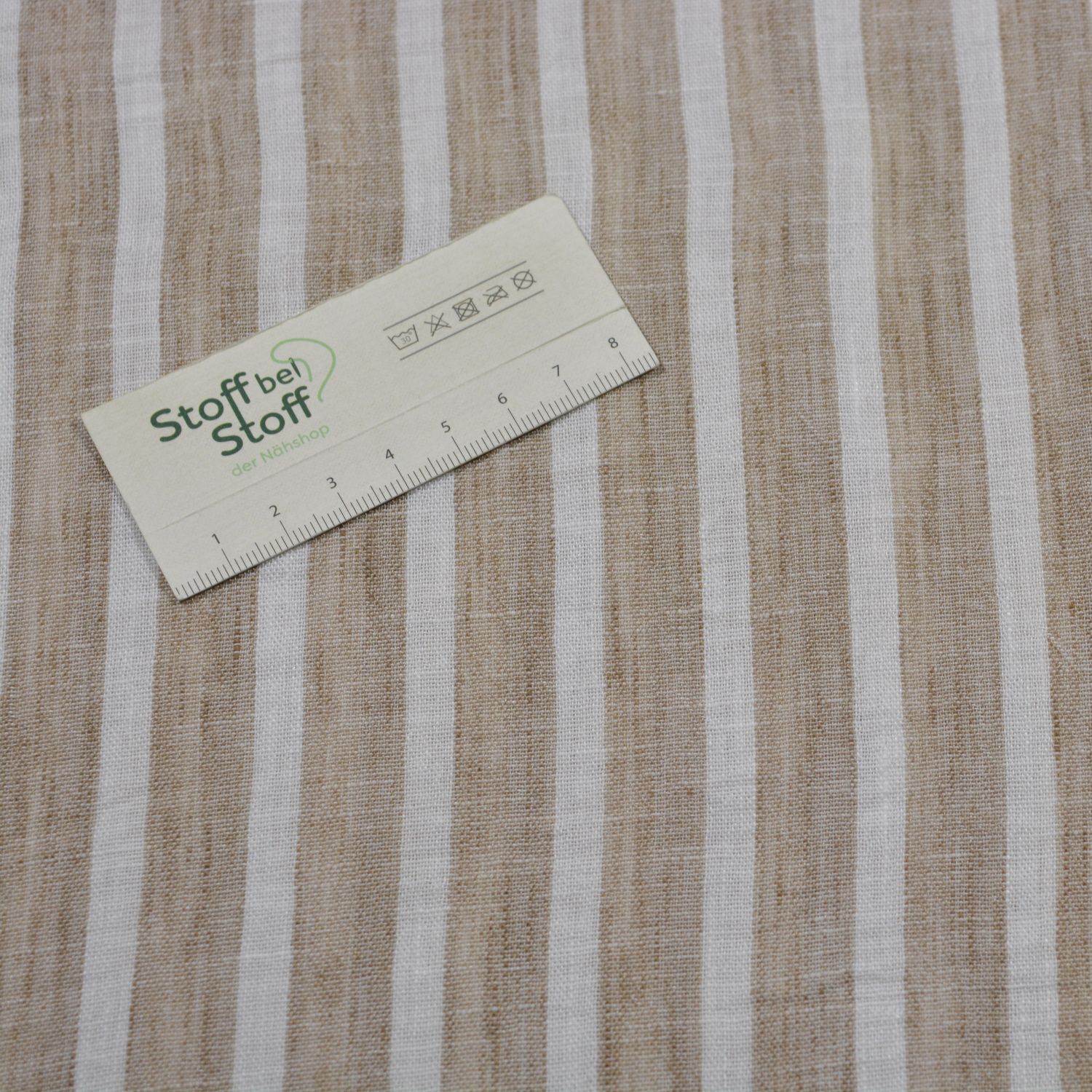 Polyesterstoff „Leinenoptik Streifen Natur“ - SBS12778