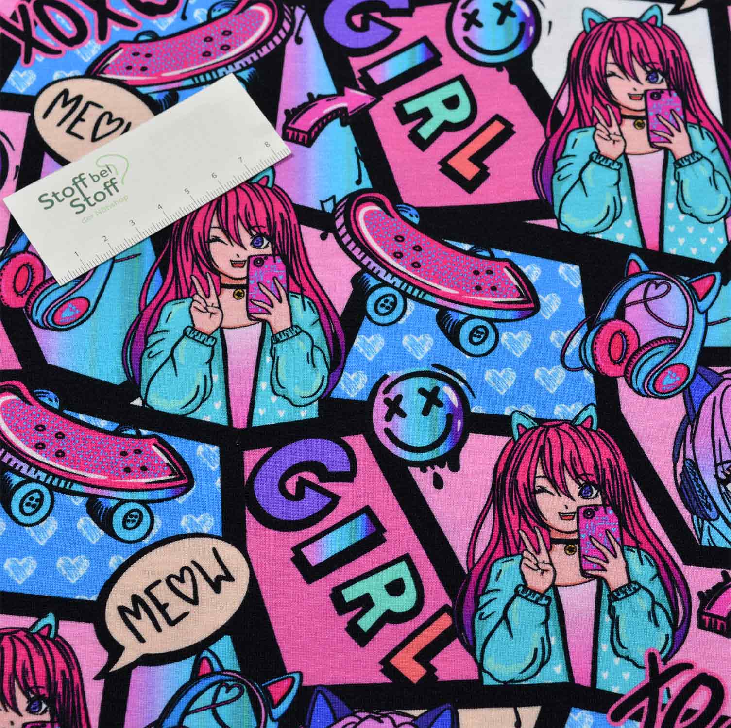 Baumwoll-Jersey "Manga Girl" - SBS11627 Baumwoll-Jersey "Manga Girl" - SBS11627