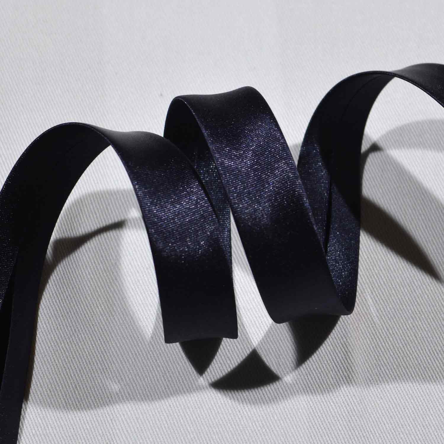 Schrägband 20mm Satin uni Nachtblau 1130 Schrägband 20mm Satin uni Nachtblau 1130