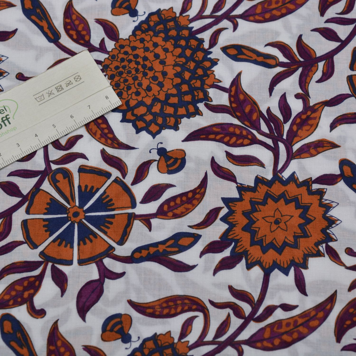 Baumwolle-Voile "Retro Bloom Terra" - SBS12757