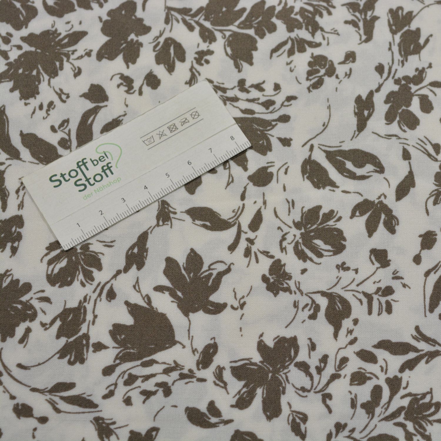Bambus Baumwolle "Vintage Floral Taupe" - SBS12788
