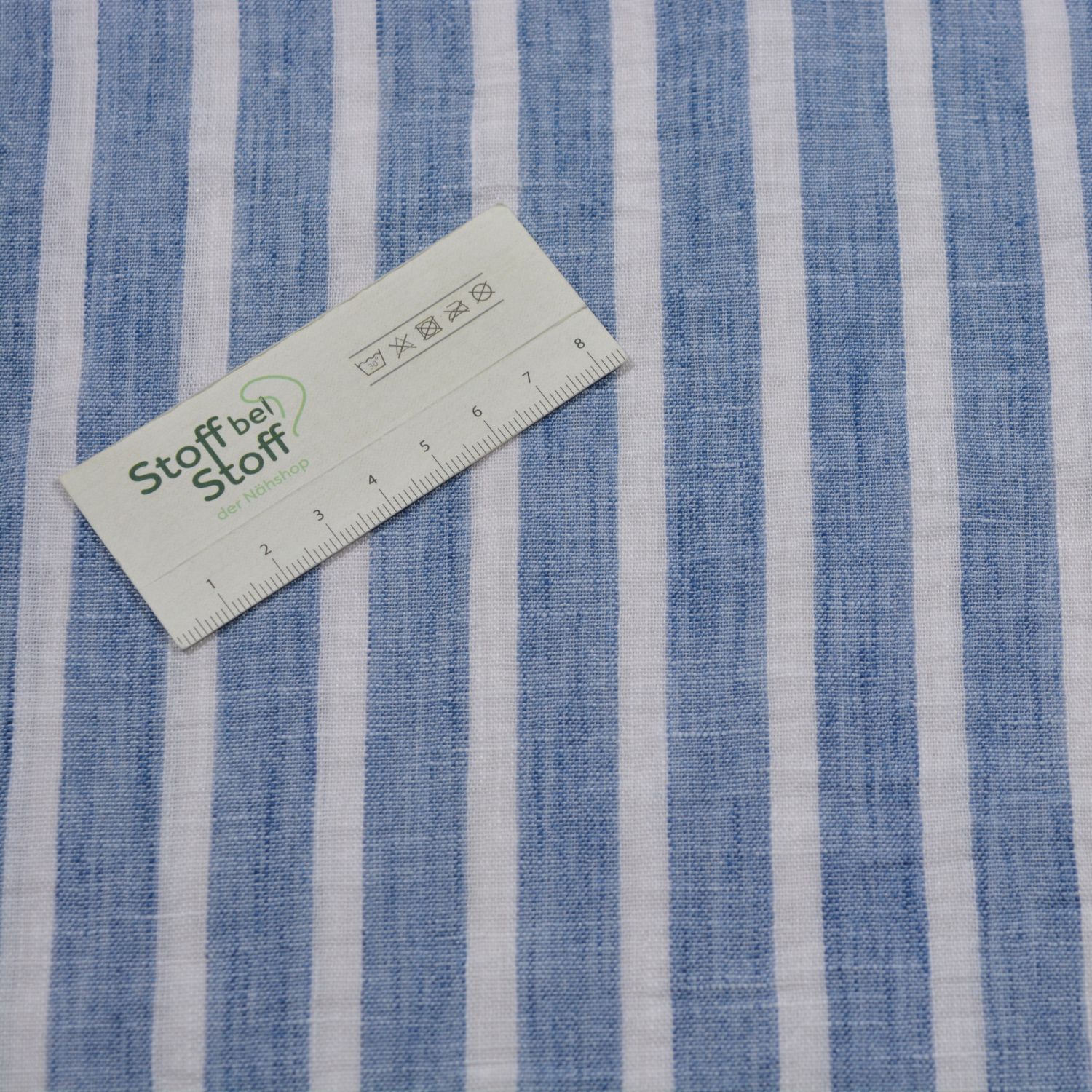 Polyesterstoff „Leinenoptik Streifen Blau“ - SBS12780