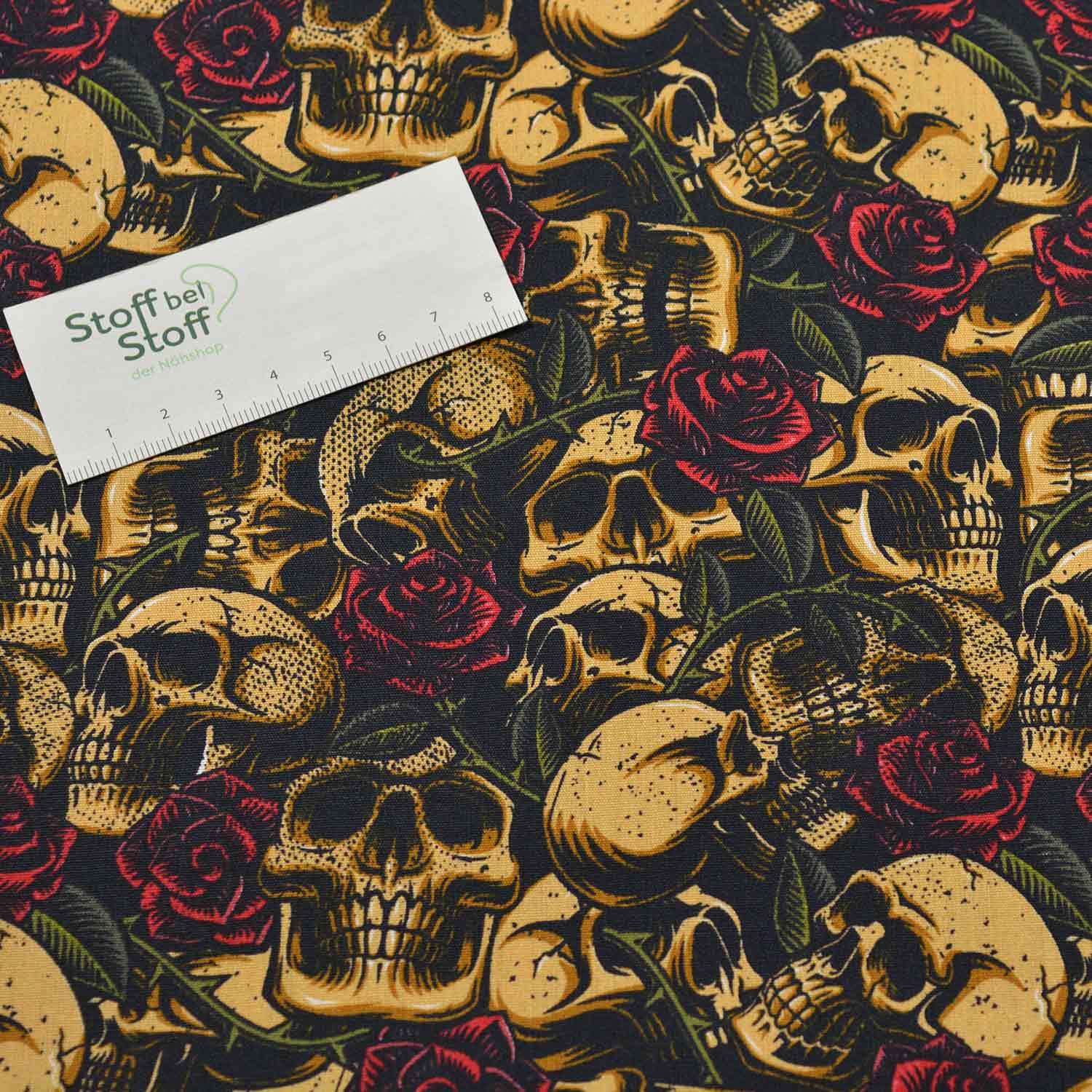 Baumwolle "Skulls with Roses" - SBS11482