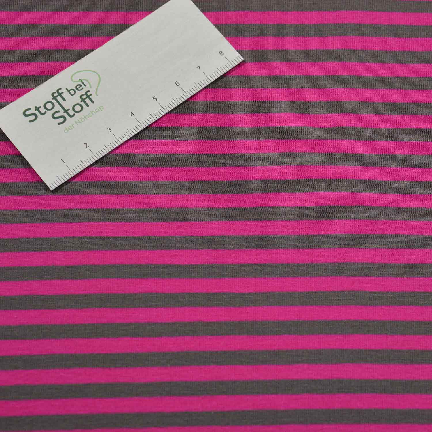 Baumwoll-Jersey Streifen Fuchsia/Taupe Grau SBS11142 1221/1010 Baumwoll-Jersey Streifen Fuchsia/Taupe Grau SBS11142 1221/1010