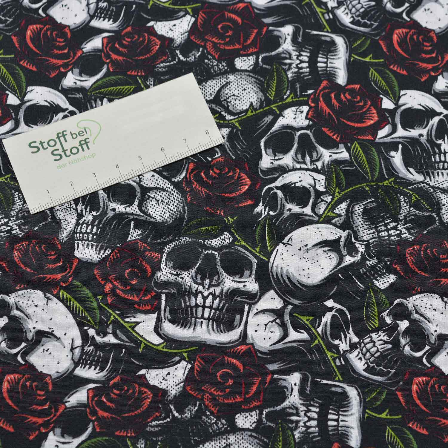 Baumwolle "Skulls with Roses" - SBS11483