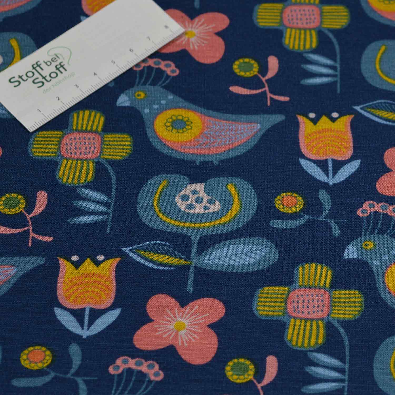 Alpenfleece "Vögel und Blumen" - SBS10290 Alpenfleece "Vögel und Blumen" - SBS10290