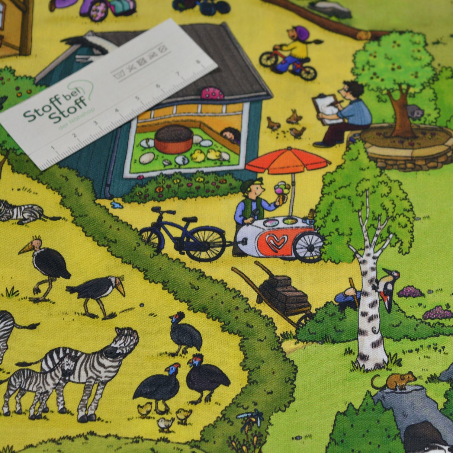 Baumwolle Wimmelbild "Tierpark" - SBS10399 Baumwolle Wimmelbild "Tierpark" - SBS10399
