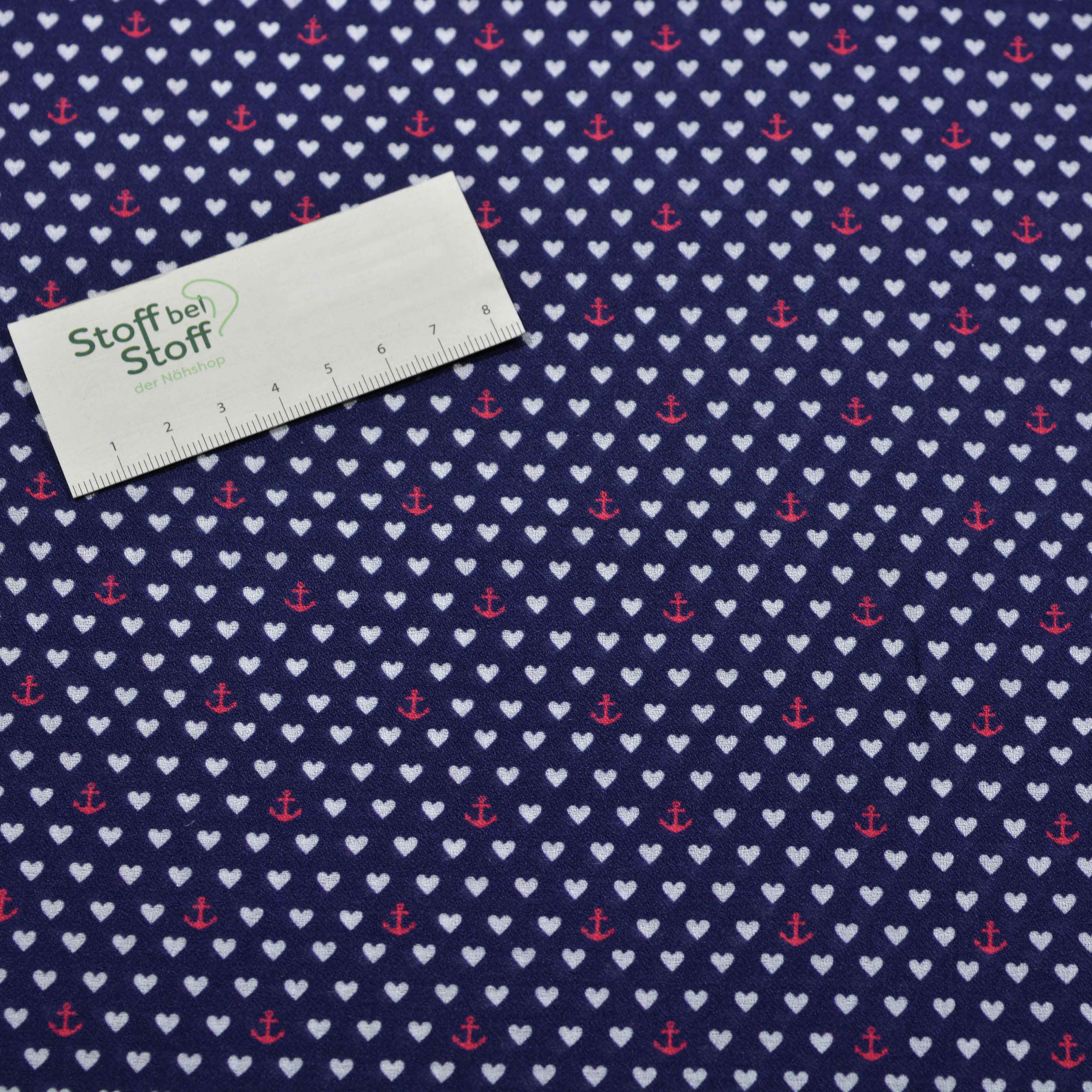 Baumwoll-Krepp Tanja Anker und Herzen SBS11365 Baumwoll-Krepp Tanja Anker und Herzen SBS11365