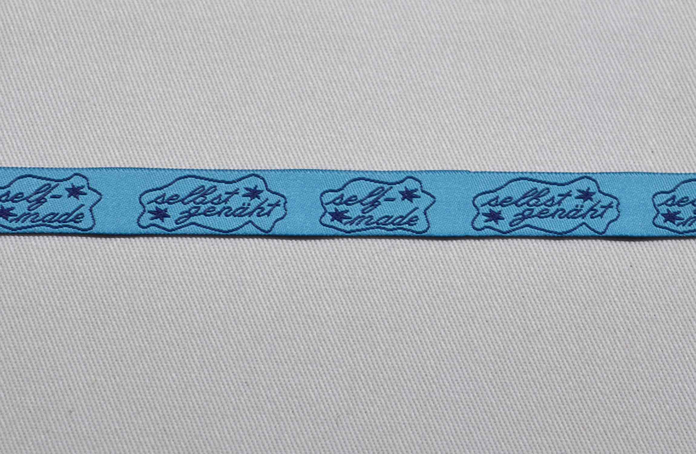 Webband "Selbstgenäht" Himmelblau Webband "Selbstgenäht" Himmelblau