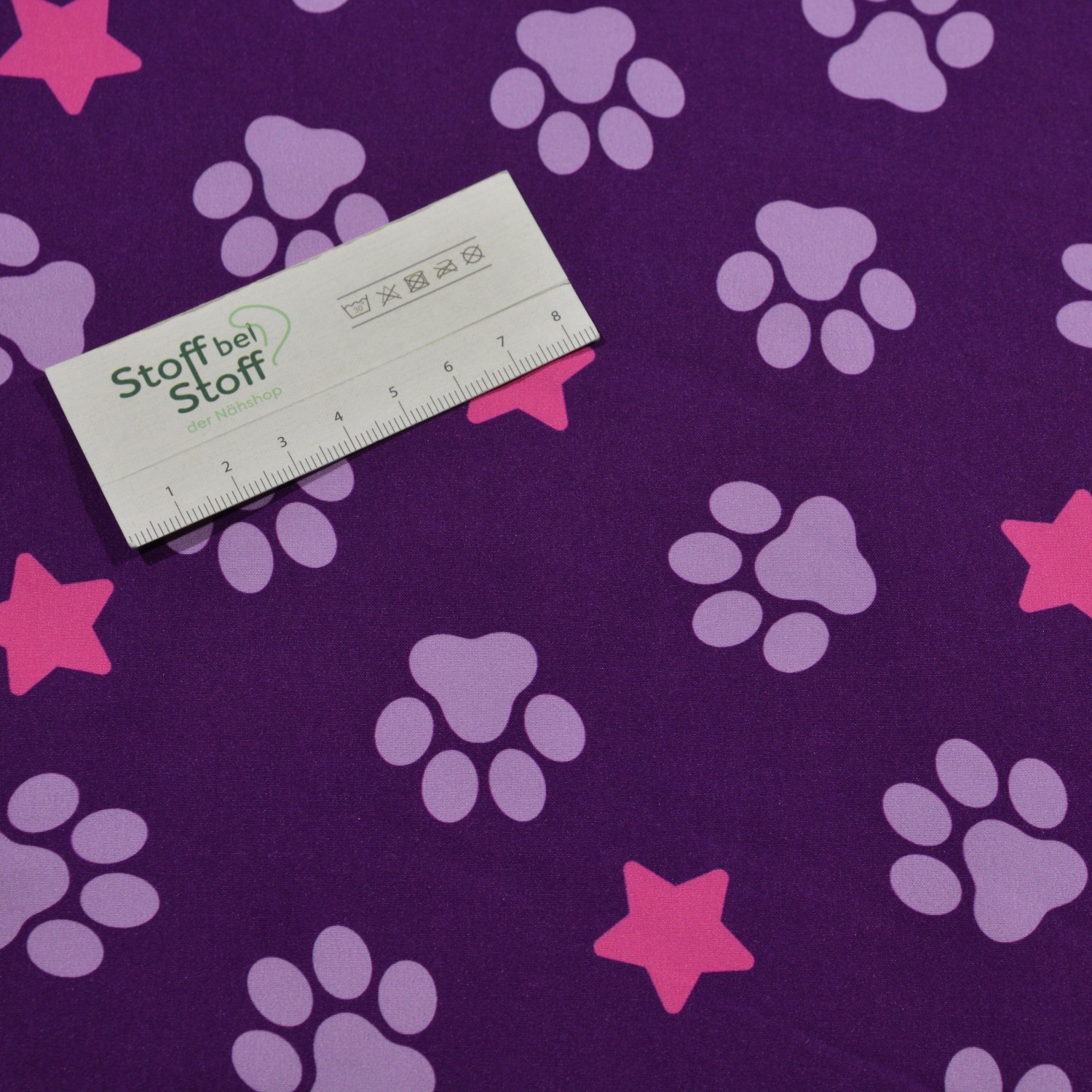 Softshell Stoff Pfoten Sterne Lila Robust Stoff bei Stoff