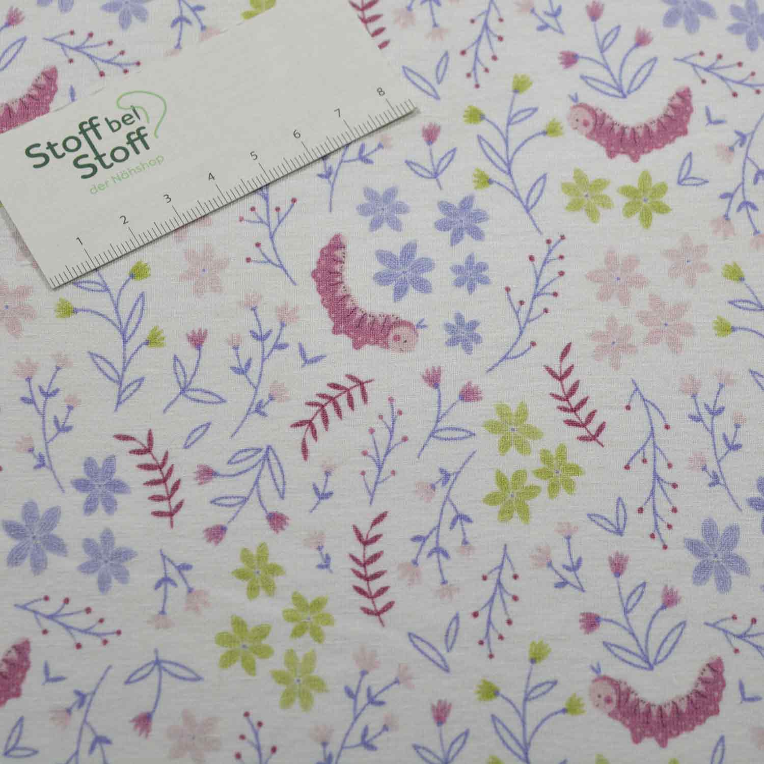 Baumwoll-Jersey Dina Blüten und Raupen SBS11173 Baumwoll-Jersey Dina Blüten und Raupen SBS11173