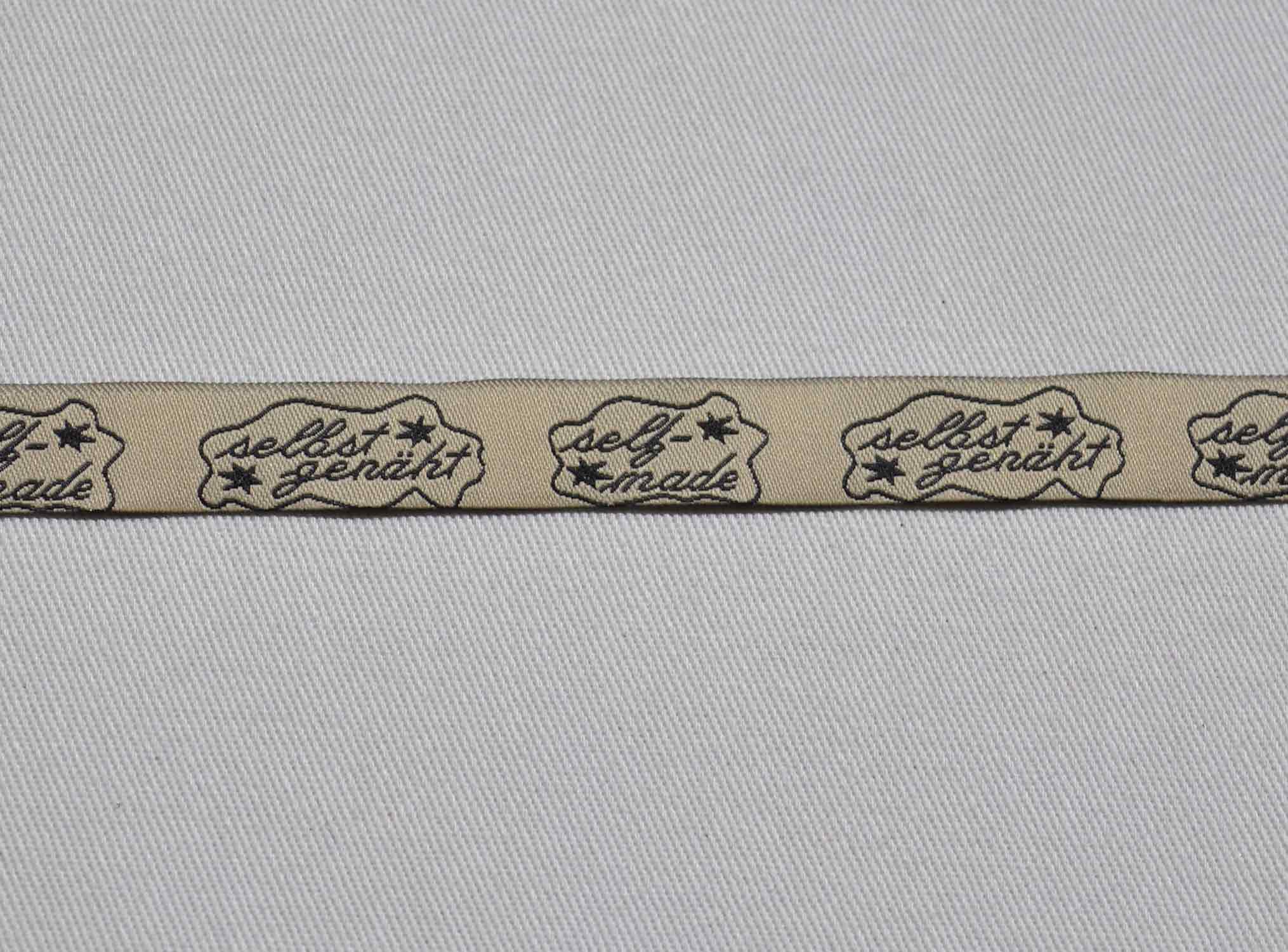 Webband "Selbstgenäht" Beige Webband "Selbstgenäht" Beige