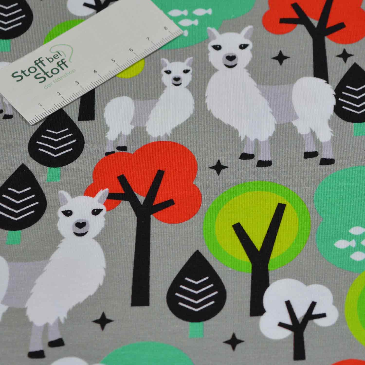Baumwoll-Jersey "Lama & Bäume" SBS10215 